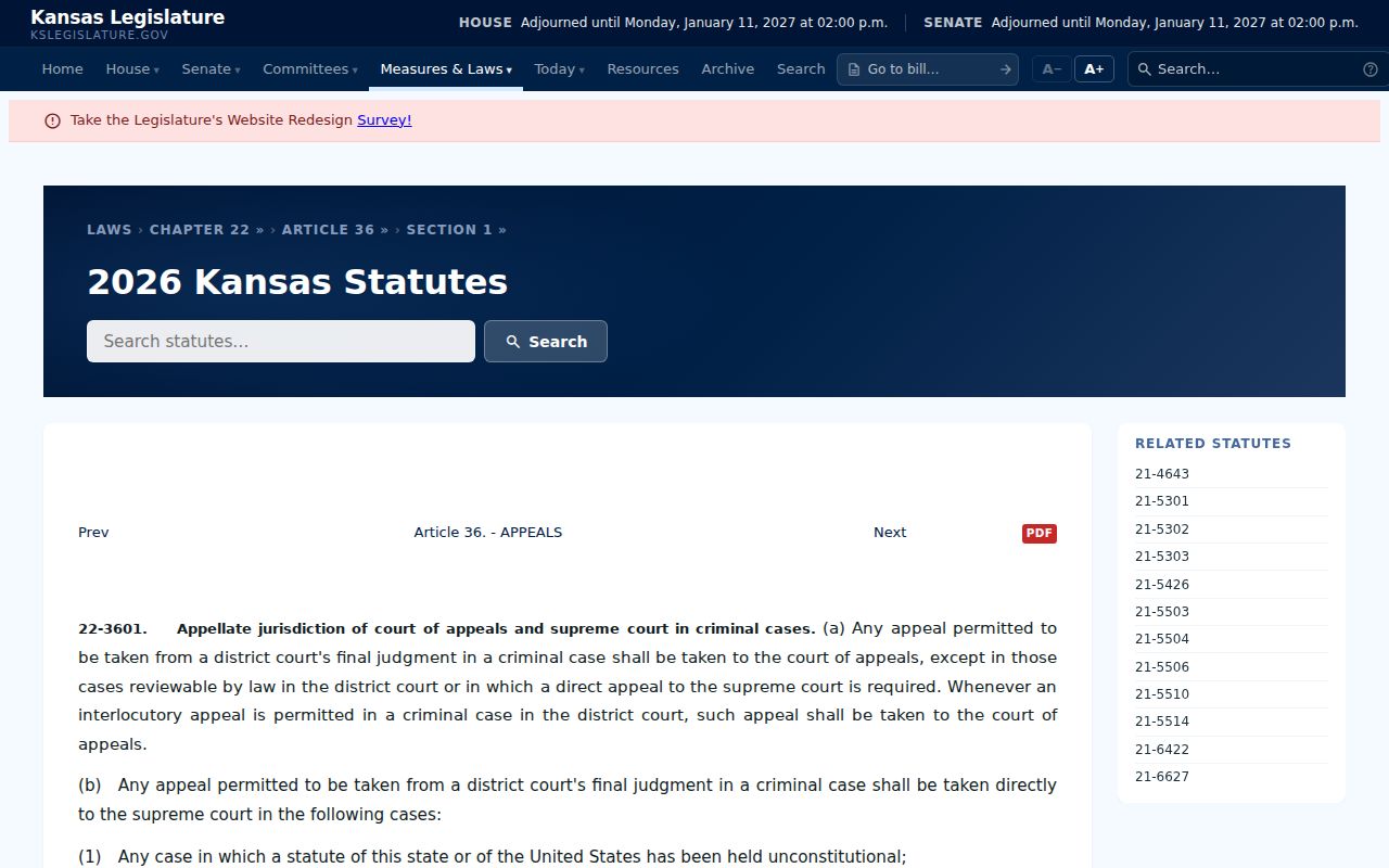 Kansas criminal appeal statute relevant to Stanton County dockets