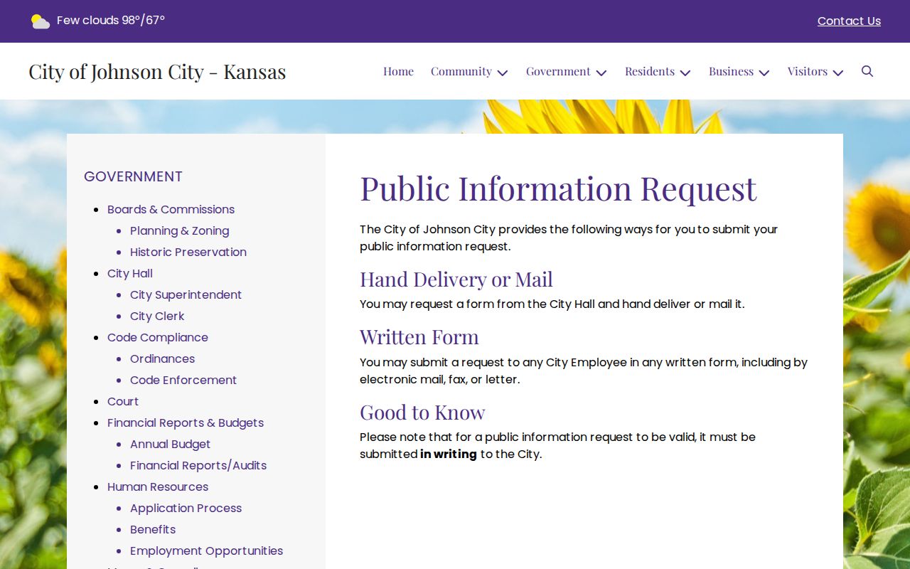 Johnson City court docket information request